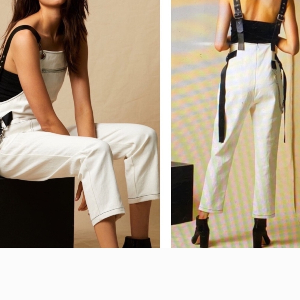 Chic White Women's Jumpsuit with Black Accents